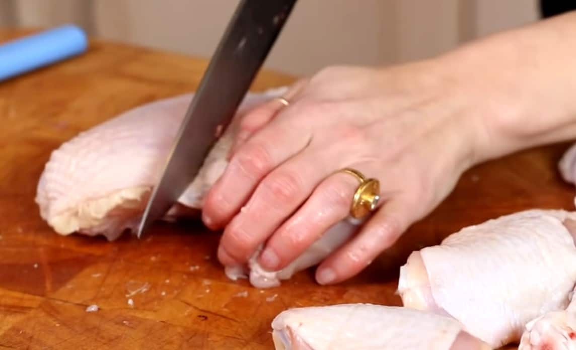 cutting whole chicken